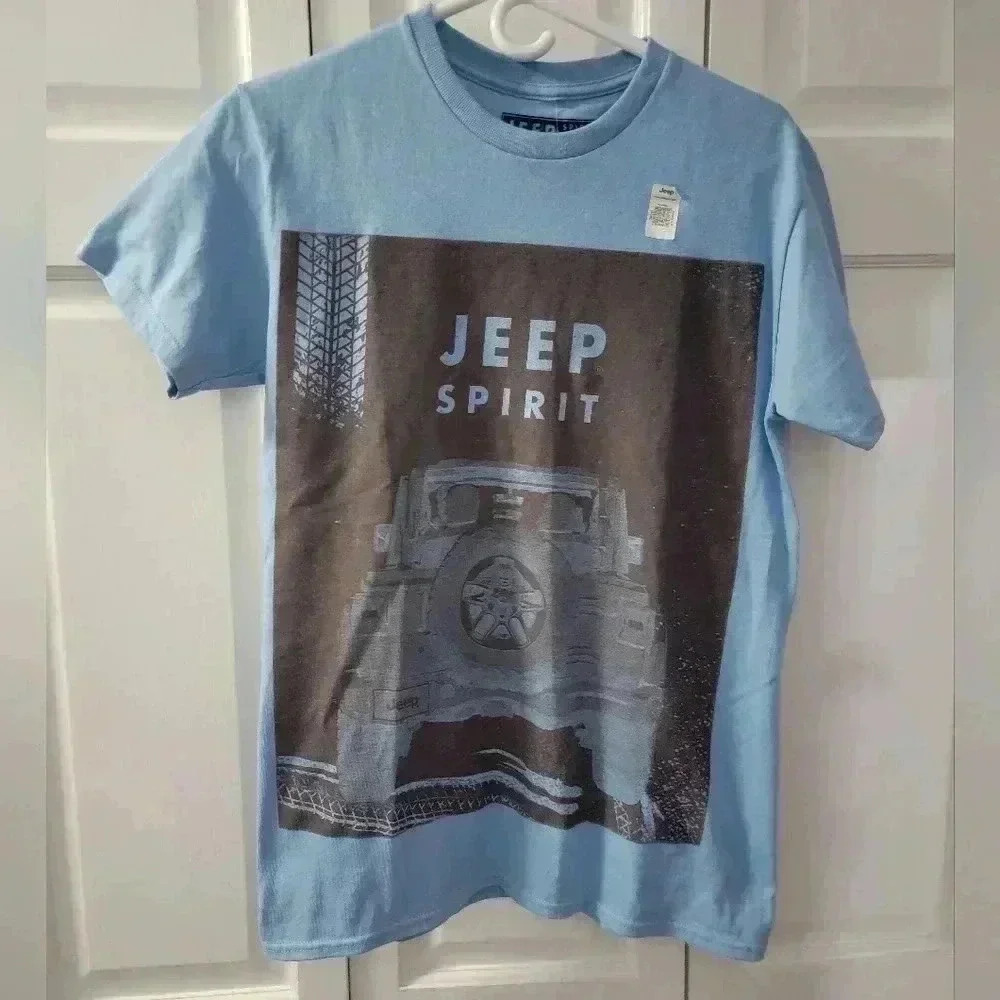 Philcos JEEP SPIRIT COTTON GRAPHIC T-SHIRT IN LIGHT BLUE Sz Small